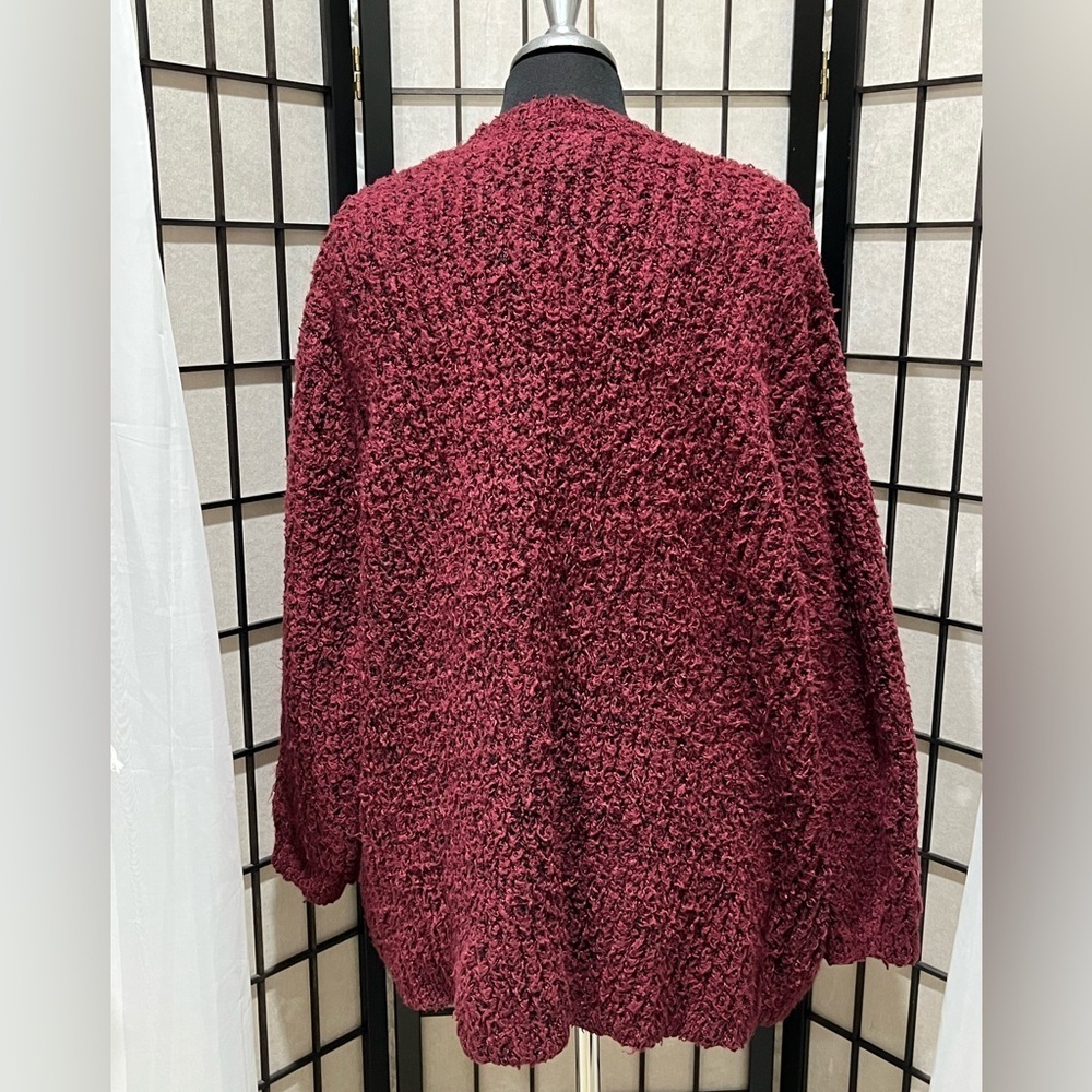 Kensie Maroon Knit OVERSIZED CHUNK CARDIGAN, SWEATER WOMEN SIZE XL: - Picture 6 of 11